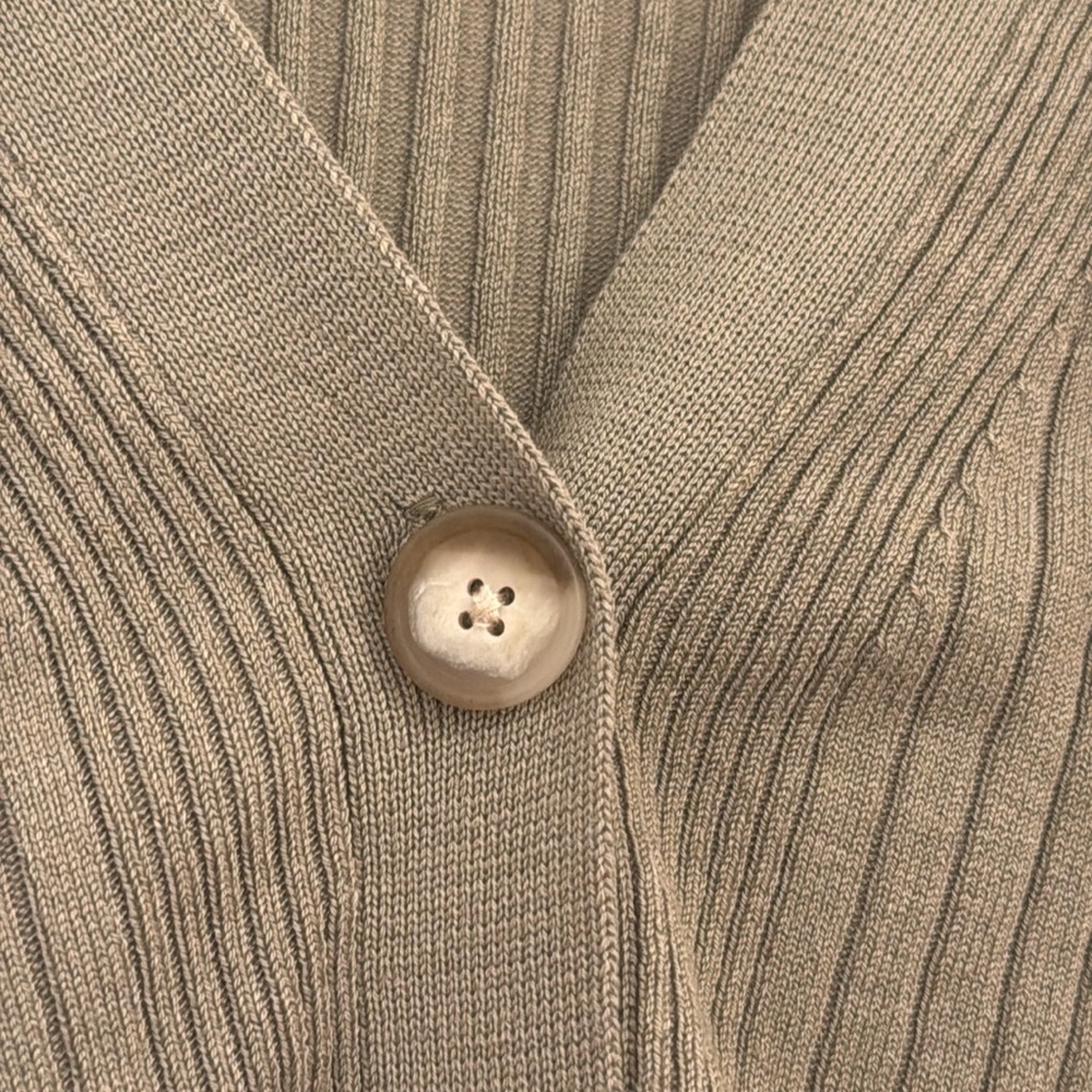 LOFT green ribbed long sleeve button up shirt - Picture 4 of 5